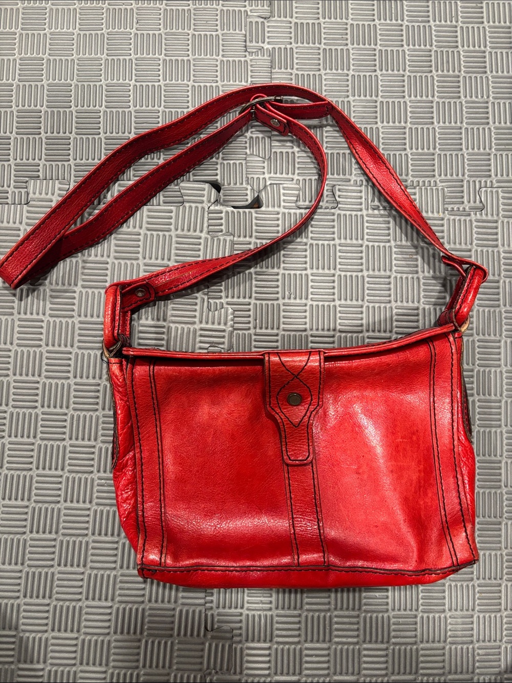 Red Leather Crossbody Bag for Women